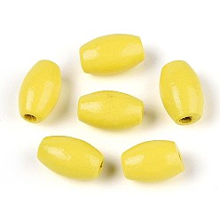 Желтый Окрашенные распылением деревянные бусины Schima, рис, желтые, 9.5~10x6~6.5 мм, отверстие : 1.8~2 мм