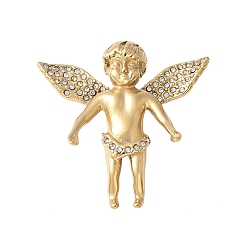 Настоящее золото 18K 304 подвески из нержавеющей стали, со стразами, вакуумное покрытие pvd, ангел, реальный 18 k позолоченный, 45.5x45.5x16 мм, отверстие : 11.3x6 мм