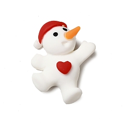 Снеговик Кабошоны из непрозрачной смолы с рождественской тематикой, снеговик, 28.5x22x8 мм