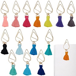 (52) Непрозрачная лаванда 14шт 14 цвета стальные скрепки, с подвесками-кисточками из поликоттона, золотые, разноцветные, 52 мм, 1 шт / цвет