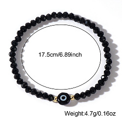 Pink Стеклянные бусины растянуть браслеты, украшения от сглаза для женщин, граненые, розовые, внутренний диаметр: 6-7/8 дюйм (17.5 см)