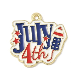Слово Эмалевые подвески из сплава в честь Дня независимости, золотые, слово 4июля, 21.5x22x1 мм, отверстие : 1.5 мм