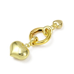 Настоящее золото 18K Латунные пружинные кольца, долговечный, без свинца и без кадмия, стойки покрытие, сердце, реальный 18 k позолоченный, 61 мм