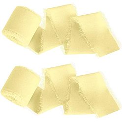 Лимонный шифон 5м полиэфирная шифоновая лента, Лента с необработанными краями для изготовления ювелирных бантов своими руками, Подарочная упаковка, лимонный шифон, 1-5/8 дюйм (40 мм), около 5.47 ярдов (5 м) / рулон