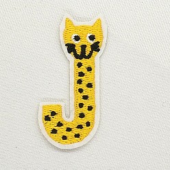 Letter J Computerized Embroidery Cloth Iron on/Sew on Patches, Costume Accessories, Appliques, Letter, Yellow, Letter.J, 53x26mm