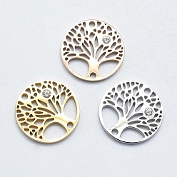 (52) Непрозрачная лаванда 316 соединители из хирургической нержавеющей стали с микропаве из кубического циркония, древо жизни, прозрачные, разноцветные, 15x2 мм, отверстие : 1 мм