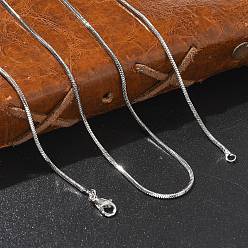 Платина 1.5мм стойка покрытие латунь змея цепи ожерелья для женщин мужчин, без кадмия и без свинца, 901 застежка из нержавеющей стали, долговечный, платина, 27.56 дюйм (70 см)