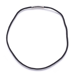 Black Nylon Cord Necklace Making, with Stainless Steel Bayonet Clasps, Stainless Steel Color, Black, 19.29 inch(49cm), 3mm