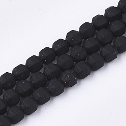Black Spray Painted Non-magnetic Synthetic Hematite Beads Strands, Star Cut Round Beads, Faceted, Black, 4x4x4mm, Hole: 0.5mm, about 100pcs/strand, 15.7 inch