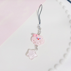 Розовый Ремешки для мобильного телефона в виде милой мультяшной звезды из смолы, туманная роза, 100 мм