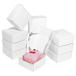 Blanco Cajas de envío plegables de papel kraft, plaza, blanco, 6.5x6.5x3 cm