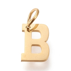 Letter B 304 подвески из нержавеющей стали, с прыжковых колец, ручная полировка, золотые, letter.b, 10x7x1 мм, отверстие : 4.5 мм