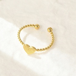 Золотой Сердце 304 открытые манжеты из нержавеющей стали для женщин, золотые, Сердце: 6x7 mm, внутренний диаметр: регулируемый