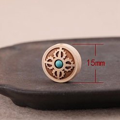 Weizen Pappelholzperlen, mit synthetischen Türkis, Weizen, 15x10 mm