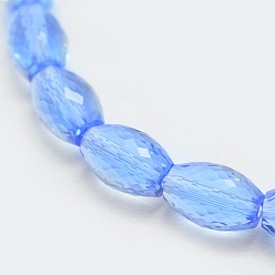 Light Sky Blue Transparent Glass Beads Strands, Faceted, Drum, Light Sky Blue, 11.5x8mm, Hole: 1.2mm, about 30pcs/strand, 13.7 inch(35cm)