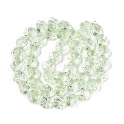 Бледно-Зеленый Прозрачные стеклянные бусины гальваническим пряди, печать кошачьей лапы, бледно-зеленый, 14x15x8.5 мм, отверстие : 1 мм, около 45 шт / нитка, 24.80'' (63 см)