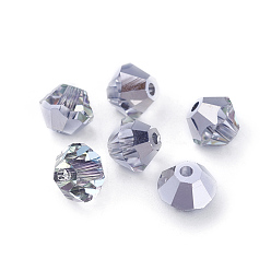 Светло-витражный K 9 стеклянные бусины, граненые, двухконусные, витражный свет, 6x6 мм, отверстие : 1 мм