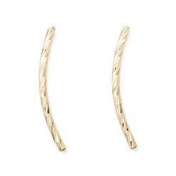 Real 18K Gold Plated Rack Plating Brass Tube Beads, Fancy Cut Curved Beads, Long-Lasting Plated, Cadmium Free & Lead Free, Real 18K Gold Plated, 25x1.5mm, Hole: 0.8mm