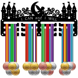 Замок Спортивная тема железная вешалка для медалей настенная стойка для дисплея, 3-линия, с винтами, замок, 130x290 мм, отверстие : 5 мм