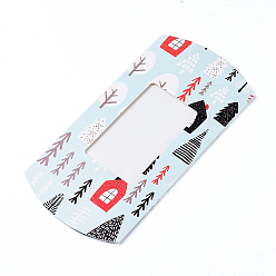 Colorful Paper Pillow Boxes, Gift Candy Packing Box, with Clear Window, Tree Pattern, Colorful, 18.1x9.3x3cm