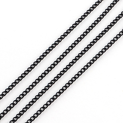 Black Electrophoresis Unwelded Iron Curb Chains, with Spool, Black, 3x2x0.6mm, about 328.08 Feet(100m)/roll