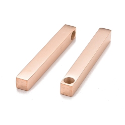 Розовое Золото Ионное покрытие (ip) 304 полированная подвеска из нержавеющей стали, бар, розовое золото , 40x5x5 мм, отверстие : 3~3.5 мм