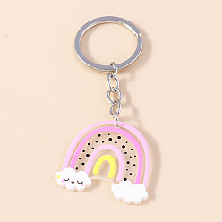 Сливовый Акриловый брелок с подвеской в виде радуги, железный брелок для ключей, слива, 8 см
