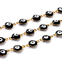 Черный 304 цепи из нержавеющей стали ссылка, с эмалью и катушкой, пайки, чёрные, 14.8x8x3.8 мм, 32.8 футов (10 м) / рулон