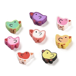 (52) Непрозрачная лаванда Бусины из полимерной глины , птица, разноцветные, 9.5x11x4~5 мм, отверстие : 1.8 мм