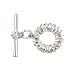 Цветок Латуни Переключить застежками, без кадмия и без свинца, долговечный, цветок, 6.5~18.5x16.5~22.5x1.5~3.4 мм, отверстие : 1.4 мм