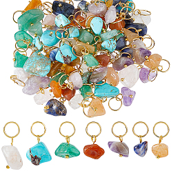 Золотой 84 шт. 7 цвета натуральные и синтетические смешанные камни самородки подвески, с латунной фурнитурой , золотые, 15~19 мм, 12 шт / цвет