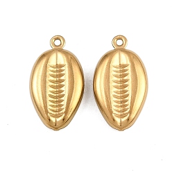 Настоящее золото 18K 304 подвески из нержавеющей стали, подвески в форме ракушек, ионное покрытие (ip), реальный 18 k позолоченный, 18.5x10x3.5 мм, отверстие : 1.2 мм