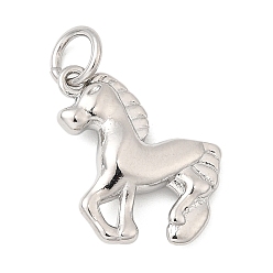 Лошадь Латунь прелести, долговечный, без свинца и без кадмия, стойки покрытие, с целью перехода в кольце, платина, лошадь, 14.5x13x3.5 мм, отверстие : 3 мм