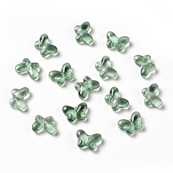 Зеленый Прозрачные стеклянные бусины, бабочка, зелёные, 10x14.5x4.5 мм, отверстие : 1 мм