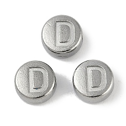 Letter D Антикоррозийные 304 шарики из нержавеющей стали, плоские круглые с буквы, цвет нержавеющей стали, Буква D, 7x3.8 мм, отверстие : 1.8 мм