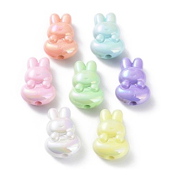 (52) Непрозрачная лаванда УФ-покрытие радужными переливающимися акриловыми бусинами, кролик, разноцветные, 25x17.5x9.5 мм, отверстие : 3 мм