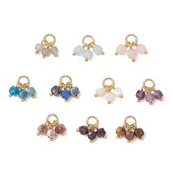 Золотой 10 шт 10 стили природных смешанных драгоценных камней подвески, подвески в виде граненого куба, латуни и 304 результатов из нержавеющей стали, золотые, 9x4x4 мм, Перейти кольцо: 6x1 мм, внутренний диаметр: 4 мм, 1 шт / стиль