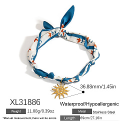 Солнце 304 ожерелья-шарфы с подвесками из нержавеющей стали, золотые, солнце, 27.17 дюйм (69 см), Кулон : 36.88 мм