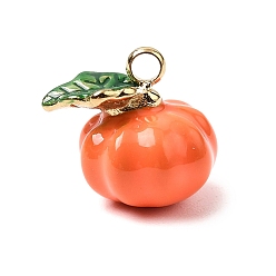 Тыква 304 прелести нержавеющей стали, с эмалью, оранжевые, 11.5x13x10 мм, отверстие : 2 мм