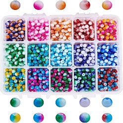Gemischte Farbe Lackiert Harzkügelchen, Runde, Ton zwei, gefärbt, Gemischte Farbe, 4.5x4 mm, Loch: 1 mm, 15 Farben, 120 Stk. je Farbe, 1800 Stück / Karton