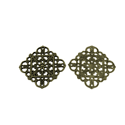 Античная Бронза Филигранные столяры тибетском стиле, без кадмия, без никеля и без свинца, ромб, античная бронза, 36x36x1 мм, отверстие : 1 мм