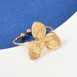 Золотой 304 из нержавеющей стали манжеты кольца, клевер, золотые, 19x17 мм, внутренний диаметр: 19 мм