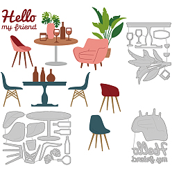 Furniture & Appliances 3 шт 3 стили трафареты для штампов из углеродистой стали, для diy scrapbooking, Фотоальбом, декоративное тиснение, бумажная карточка, матовый цвет платины, рисунок стула, 110~127x92~140x0.8 мм, 3 шт / комплект