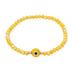 Золотистый Браслеты из стеклянных и латунных бусин, украшения от сглаза для женщин, золотые, золотые, 6.89 дюйм (17.5 см)