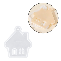 Дом Рождественская тема DIY силиконовые формы для подвесок, формы для литья смолы, белые, дом, 98x85x6 мм, отверстие : 5 мм