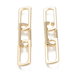 Golden Alloy Links Ring, Quick Link Connectors, Rectangle, Golden, 63x11mm, Rectangle: 24x11x2mm, Hole: 6x19.5mm,  Unsoldered Rectangle: 23.5x11x2mm