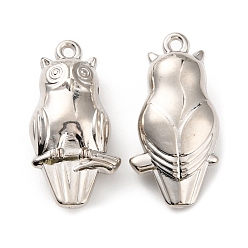 Платина Пластмассовые подвески ccb, очарование совы, платина, 46x23x12 мм, отверстие : 2.5 мм