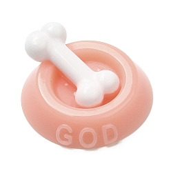 Легкий Лосось Непрозрачные кабошоны из смолы, миска для собачьего корма, светлый померанцевый, 23x22x9.5 мм