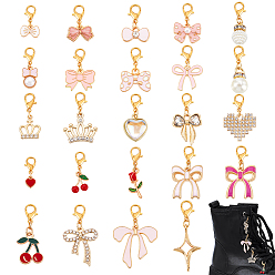 (52) Непрозрачная лаванда 24шт. подвески для обуви из сплава, искусственного жемчуга и латуни, разнообразные, Сплав с застежками когтя омара, разноцветные, 22~41 мм