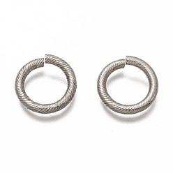 Edelstahl Farbe Anlaufgeschützt 304 Offene Biegeringe aus Edelstahl, Twisted-Runde, Edelstahl Farbe, 16x2.5 mm, Innendurchmesser: 11 mm